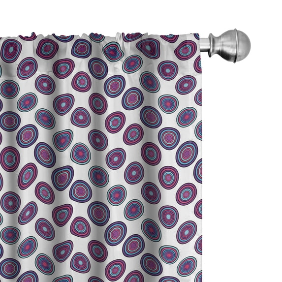 Ambesonne Psychedelic Curtains, Trippy Round Circle, Pair of 28"x95", White Magenta Aqua