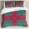 thumbnail image 1 of Ambesonne Psychedelic Duvet Cover Sets, Boho Ombre Floral, 2-King, Pink Teal, 1 of 6
