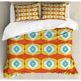 thumbnail image 1 of Ambesonne Psychedelic Duvet Cover Sets, Colorful Fluid Motif, 2-Queen, Vermilion Yellow and Sky Blue, 1 of 7