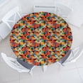 thumbnail image 1 of Ambesonne Psychedelic Fitted Round Tablecloth, Geometric Blossoms Pop, 36"- 40" Diameter, Dark Pink Marigold, 1 of 5
