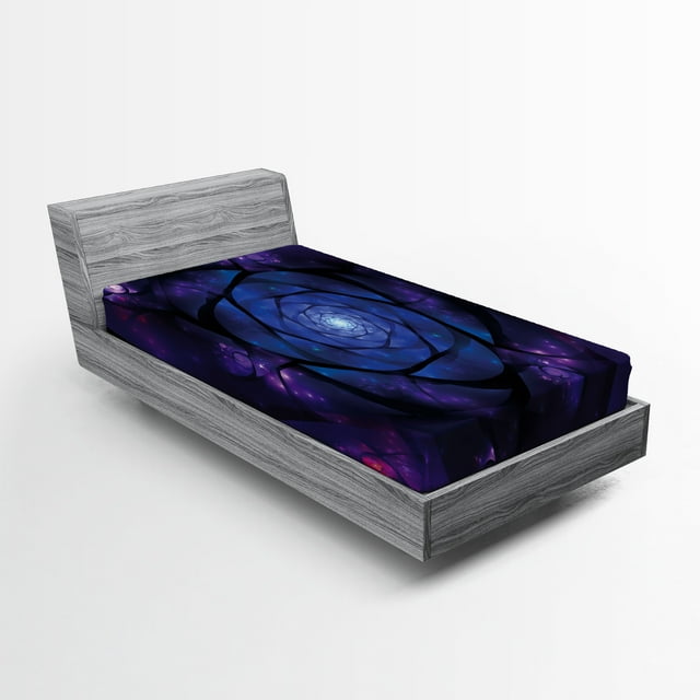 Ambesonne Psychedelic Fitted Sheet 2 Pcs Set, , Twin XL, Purple Blue