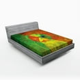 thumbnail image 1 of Ambesonne Psychedelic Fitted Sheet, Abstract Surreal, Queen Size, Green Yellow, 1 of 2