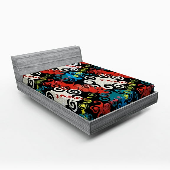 Ambesonne Psychedelic Fitted Sheet, Grunge Street Art, Queen Size, Multicolor