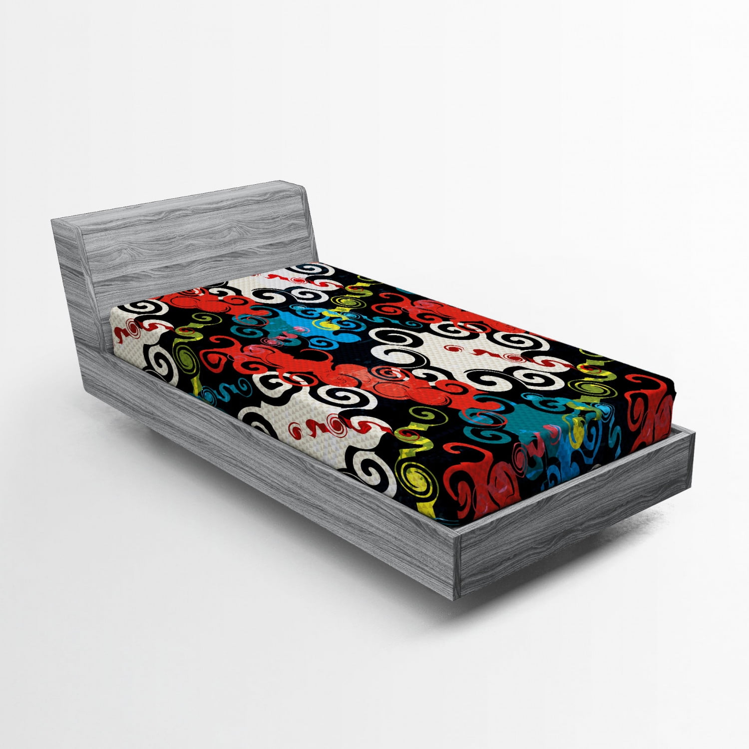 Twin Size Multicolor Abstract Microfiber Fitted Sheet