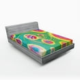 thumbnail image 1 of Ambesonne Psychedelic Fitted Sheet, Outer Space Retro, Queen Size, Green Yellow, 1 of 2