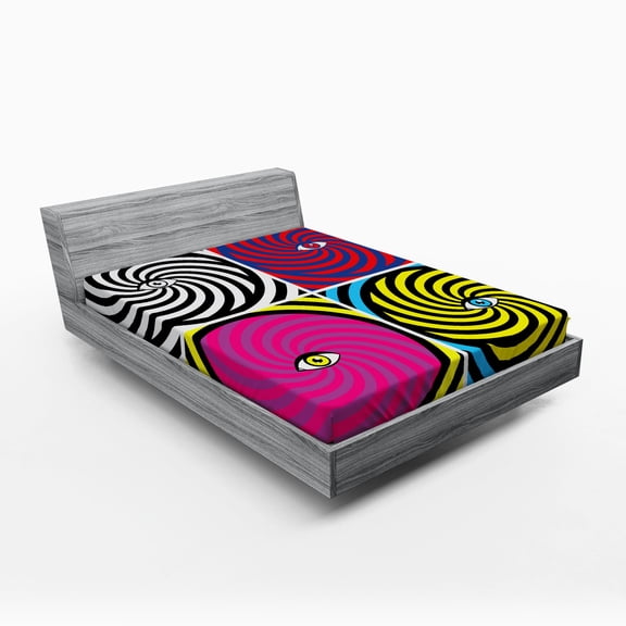 Ambesonne Psychedelic Fitted Sheet, Pop Art Hypnotic, Queen Size, Multicolor