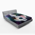 thumbnail image 1 of Ambesonne Psychedelic Fitted Sheet, Psychedelic Panda, Full Size, Grey White, 1 of 3
