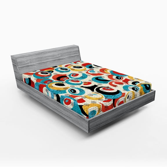 Ambesonne Psychedelic Fitted Sheet, Retro Evil Eyes, Queen Size, Multicolor