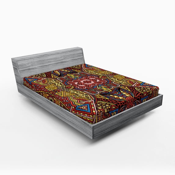Ambesonne Psychedelic Fitted Sheet, Retro Funky Doodle, Queen Size, Multicolor