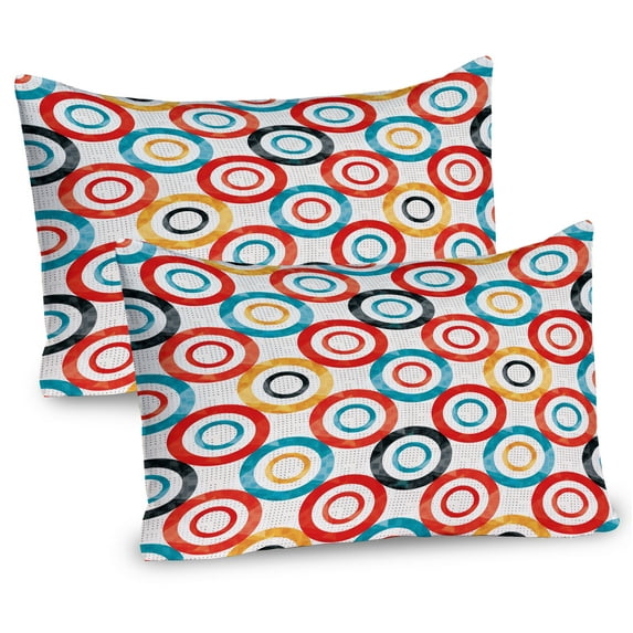 Ambesonne Psychedelic Pillow Sham 2 Pack, Retro Music Night, 26"x20", White Black Blue