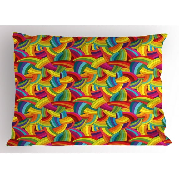 Ambesonne Psychedelic Pillow Sham, Colorful Rainbow, 26" X 20", Multicolor