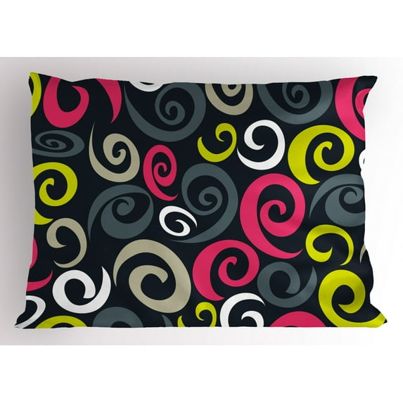 Ambesonne Psychedelic Pillow Sham, Sixties Swirls, 26" X 20", Multicolor