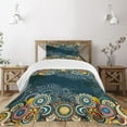 thumbnail image 1 of Ambesonne Psychedelic Quilted Bedspread Set 2 Pcs, Mandala Paisley, Twin Size, Blue Yellow, 1 of 3