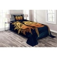 thumbnail image 1 of Ambesonne Psychedelic Quilted Coverlet 2 Pcs, Mystic Moon Sun, Twin Size, Yellow Dark Blue, 1 of 2
