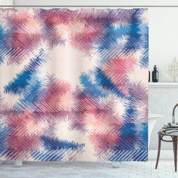 Ambesonne Psychedelic Shower Curtain, Boho Dye Feathers, 69"Wx75"L, Pink Blue