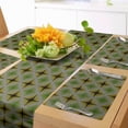 thumbnail image 1 of Ambesonne Psychedelic Table Runner & Placemats, Abstract Square Stripes, Placemat 4 pcs + Runner 16"x90", Lime Green Yellow Black, 1 of 2