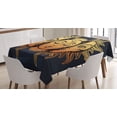 thumbnail image 1 of Ambesonne Psychedelic Tablecloth Rectangular Table Cover, Mystic Moon Sun, 52"x70", Yellow Dark Blue, 1 of 4