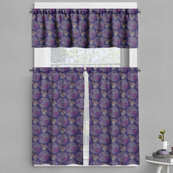 Ambesonne Psychedelic Valance & Curtain, Traditional Circle Art, 55"x45", Quartz Dark Sand Brown