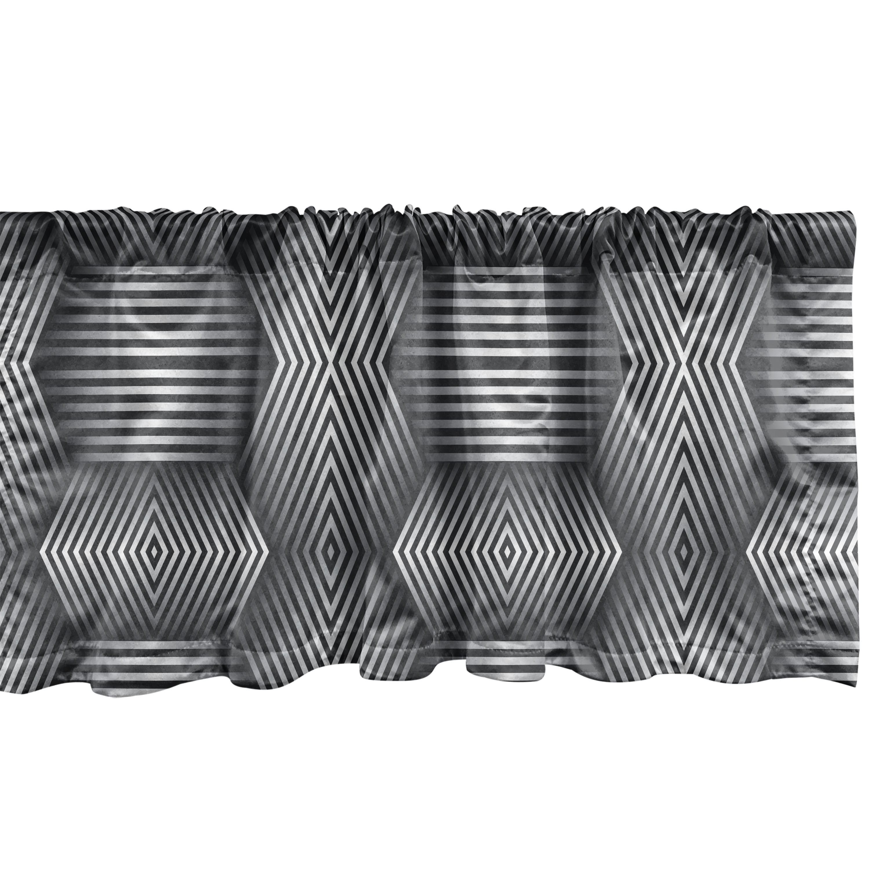 Charcoal Grey and White Satin Polyester Rod Pocket Valance Set