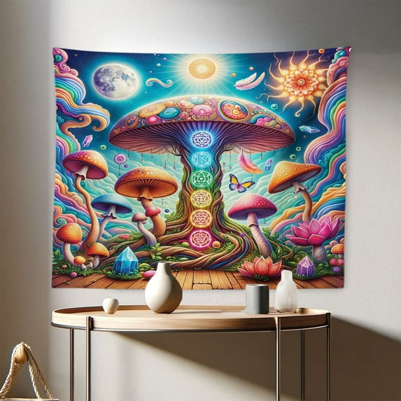 Ambesonne Psychedelic Wall Hanging Tapestry, Trippy View Colorful, 28"x23", Multicolor