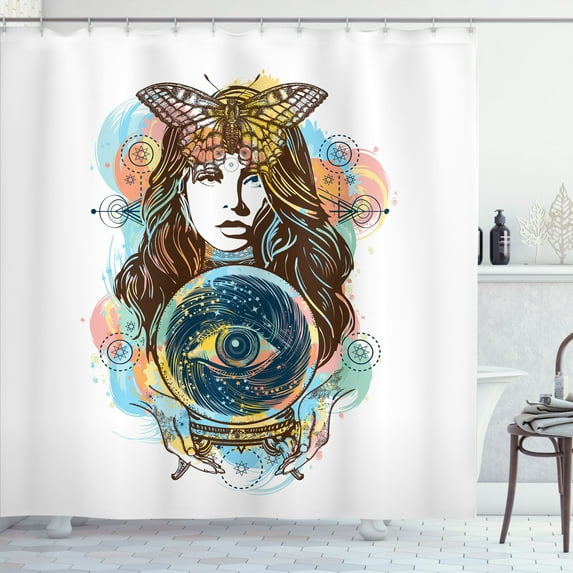 Ambesonne Psychic Shower Curtain, Third Eye Fortune Teller, 69"Wx70"L, Multicolor