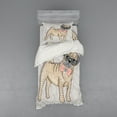 thumbnail image 1 of Ambesonne Pug Bedding Set 3 Pcs, Hipster Dog Nerdy Glasses, Twin XL, Pale Yellow Pale Pink, 1 of 3