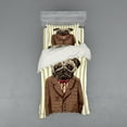 thumbnail image 1 of Ambesonne Pug Bedding Set 3 Pcs, Smart Dressed Dog Suit, Twin XL, Brown Pale Brown, 1 of 3