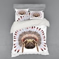 thumbnail image 1 of Ambesonne Pug Bedding Set 4 Pcs, Native Style Bonnet Dog, Queen, Red Black Tan, 1 of 2