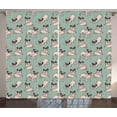 thumbnail image 1 of Ambesonne Pug Curtains 2 Panel Set, Sitting Stretching Dog, 108" x 84", Turquoise, 1 of 3