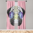 thumbnail image 1 of Ambesonne Pug Curtains, Dog Portrait Sunglasses Funny, Pair of 28"x84", Blush Lilac, 1 of 2
