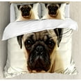 thumbnail image 1 of Ambesonne Pug Duvet Cover Set, Pure Bred Dog Photograph, 2-Calking, Pale Brown Black, 1 of 3