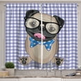 thumbnail image 1 of Ambesonne Pug Kitchen Curtains, Nerdy Glasses Bow Tie Dog, 55"x45", Sand Brown Black Blue, 1 of 1