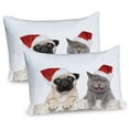 thumbnail image 1 of Ambesonne Pug Pillow Sham 2 Pack, Christmas Themed Dog Photo, 36"x20", Grey Cream Red, 1 of 3