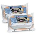 thumbnail image 1 of Ambesonne Pug Pillow Sham 2 Pack, Dog Bath Caricature Funny, 26"x20", Pale Brown Pale Blue, 1 of 3