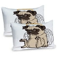 thumbnail image 1 of Ambesonne Pug Pillow Sham 2 Pack, Pet Puppy with Wings and Hare, 30"x20", Orange Beige and Brown, 1 of 3
