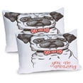 thumbnail image 1 of Ambesonne Pug Pillow Sham 2 Pack, Portrait of a Dog Cartoon, 36"x20", Black Red, 1 of 3