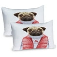 thumbnail image 1 of Ambesonne Pug Pillow Sham 2 Pack, Red Vest Christmas Sweater, 26"x20", Pale Brown Red White, 1 of 3