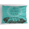 thumbnail image 1 of Ambesonne Pug Pillow Sham, Fun Animal Dog Words, 36" X 20", Sea Green Brown, 1 of 2