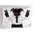 thumbnail image 1 of Ambesonne Pug Pillow Sham, Looking Dog Glasses, 26" X 20", Black White, 1 of 2
