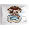 thumbnail image 1 of Ambesonne Pug Pillow Sham, Pirate Dog Conqueror of Sea, 36" X 20", Brown Blue, 1 of 2