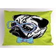 thumbnail image 1 of Ambesonne Pug Pillow Sham, Pug with a Bow Tie, 26" X 20", Apple Green Pale Blue, 1 of 2