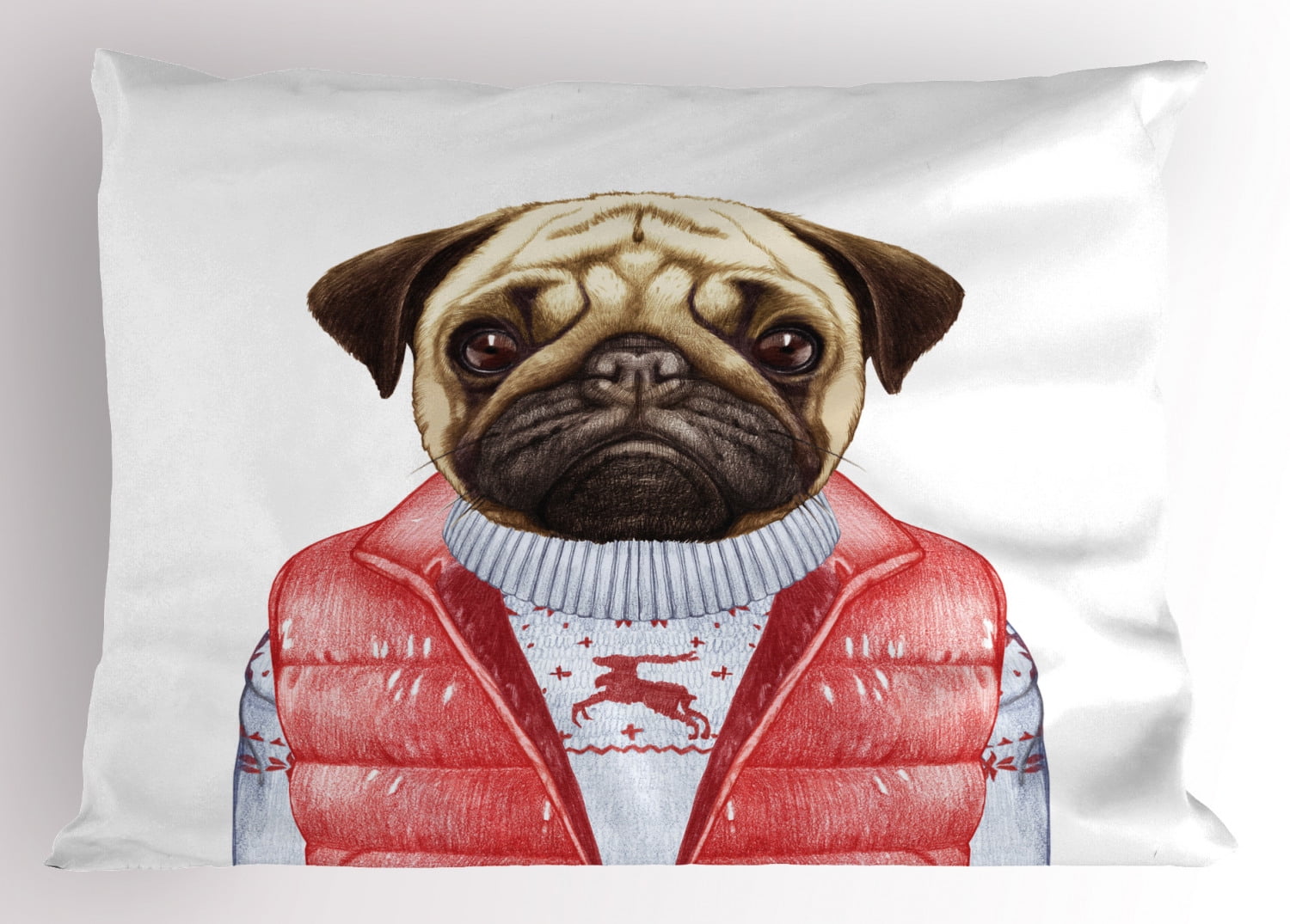 Pug top christmas pillow