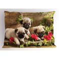 thumbnail image 1 of Ambesonne Pug Pillow Sham, Sibling Puppies Flowers, 26" X 20", Fern Green Eggshell, 1 of 2