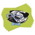 thumbnail image 1 of Ambesonne Pug Place Mats Set of 4, Pug with a Bow Tie, Standard Size, Apple Green Pale Blue, 1 of 6
