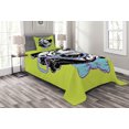 thumbnail image 1 of Ambesonne Pug Quilted Bedspread Set 2 Pcs, Pug with a Bow Tie, Twin Size, Apple Green Pale Blue, 1 of 3
