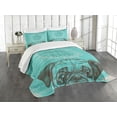 thumbnail image 1 of Ambesonne Pug Quilted Bedspread Set 3 Pcs, Fun Animal Dog Words, Queen Size, Sea Green Brown, 1 of 5