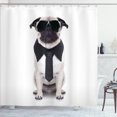 thumbnail image 1 of Ambesonne Pug Shower Curtain, Cool Dog with Tie Glasses, 69"Wx84"L, Black Cream, 1 of 3