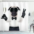 thumbnail image 1 of Ambesonne Pug Shower Curtain, Dog Celebration Alcohol, 69"Wx75"L, Black White Cream, 1 of 5