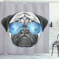 thumbnail image 1 of Ambesonne Pug Shower Curtain, Dog Portrait Sunglasses Funny, 69"Wx70"L, Purpleblue, 1 of 1