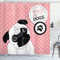 thumbnail image 1 of Ambesonne Pug Shower Curtain, I Love Dogs Paw Print Logo, 69"Wx75"L, Pink Black White, 1 of 5